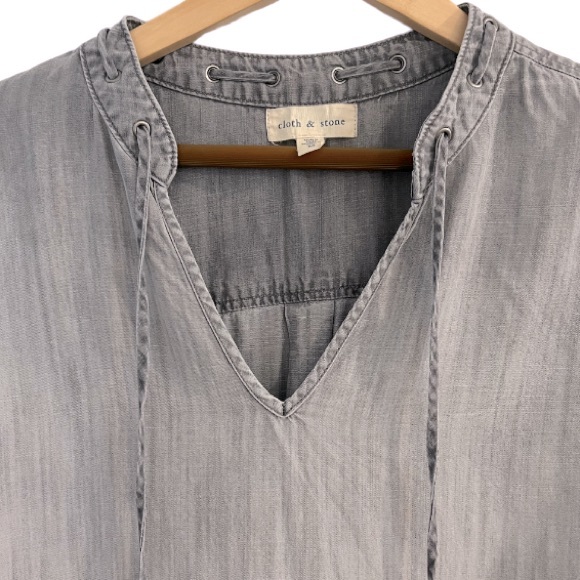 Cloth & Stone Tie Neck Shirtdress. - Picture 6 of 6